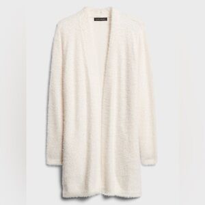 Banana Republic Fuzzy Long Cardigan Sweater in ivory white - M